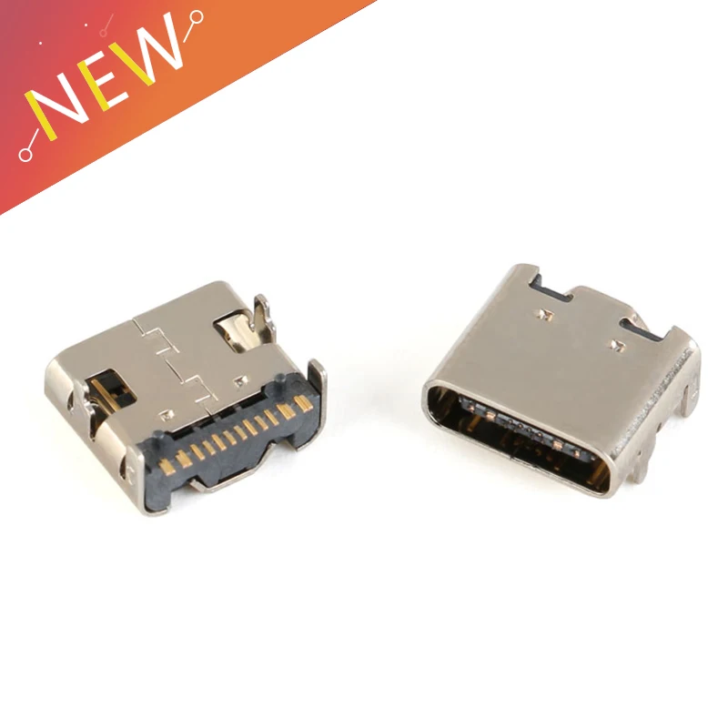 

5 10PCS/lot Micro USB-3.1 SMD 16P type-c female socket DIP4 Hd transmission interface for Smartphones end plug Charging plug