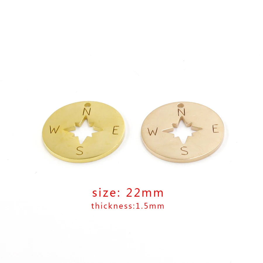 

Fnixtar Gold Color Stainless Steel Mirror Polished 22mm Compass Charm Pendant DIY Necklace Bracelet Jewelry Finding 20piece/lot