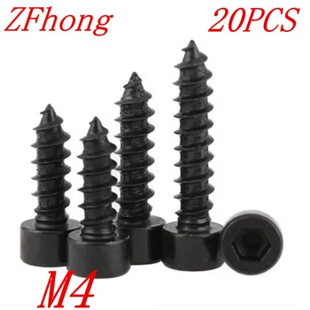 

20pcs Free shipping Grade10.9 M4*10/12/14/16/18/20/25/30 Hexagon Socket Screw Model Self Tapping Screw Speaker