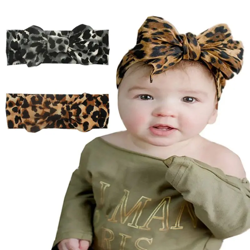 

New Hot Printing Stretch Cloth Leopard Bow-knot Children Headband Baby Hair Band Headwear