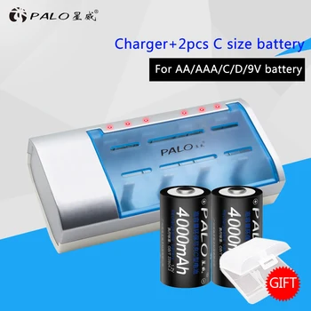 

Hot New Type Multi-usage Definite Time Battery Charger For Nimh Nicd AA/AAA/C/D/9V Rechargeable Batteries+2pcs C Size Batteries