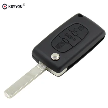

KEYYOU 10x New Replacement 3 Buttons Flip Folding Entry Key Fob Shell Case 3 Buttons for CITROEN C2 C3 C4 C5 C6 C8