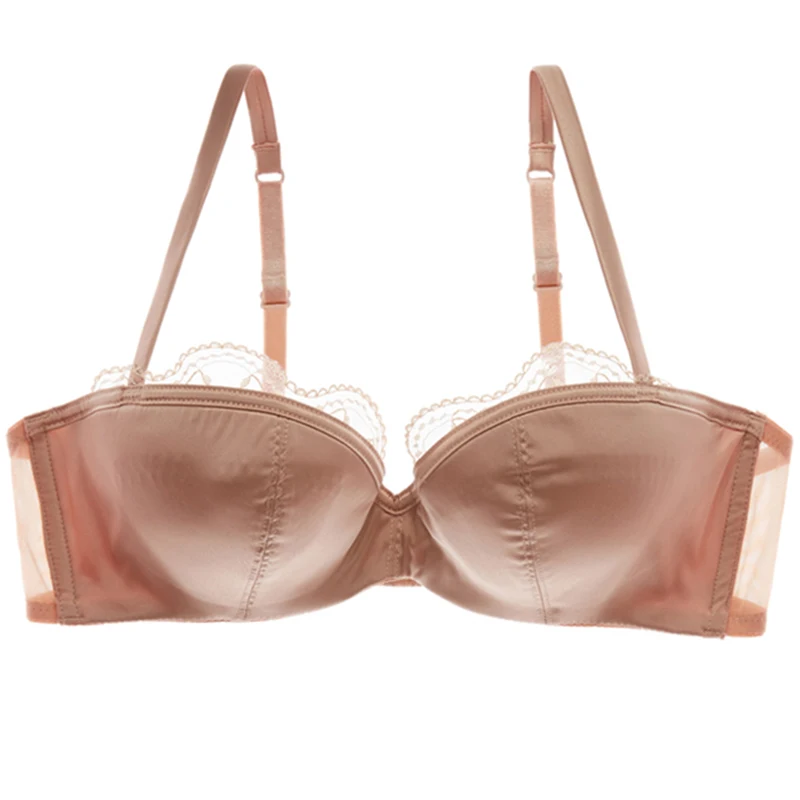 Kopen Shaonvmeiwu Sexy glossy lace edge verzamelde ondergoed vrouwen huid beha dunne beha met stalen ringen