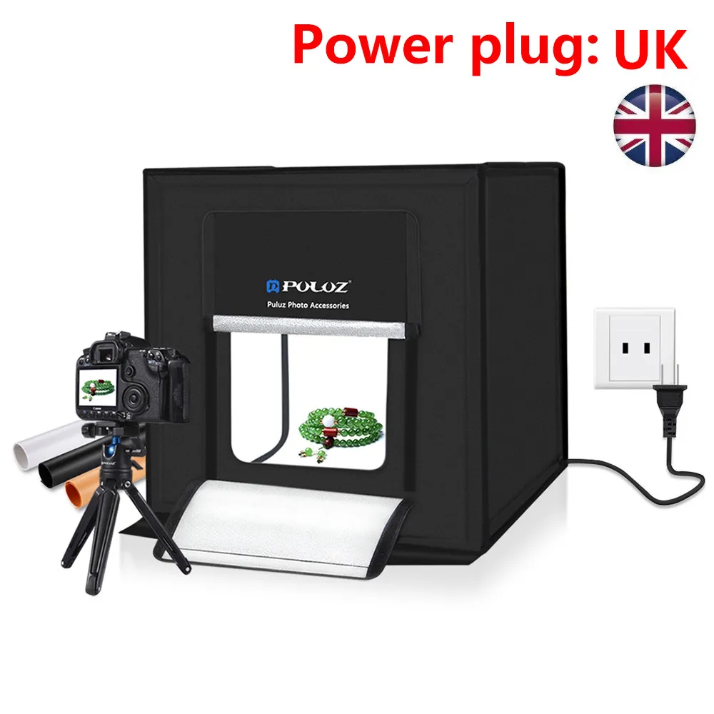

Power plug:UK Double LED Light Room Photo Studio Photography Lighting Tent Backdrop Cube Box The photography light box 2019 #40