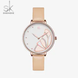 SK часы женские модные Shengke Женские Кварцевые водонепроницаемые наручные часы кожаный ремешок женские часы Reloj Mujer Montre Femme 2019 Новинка
