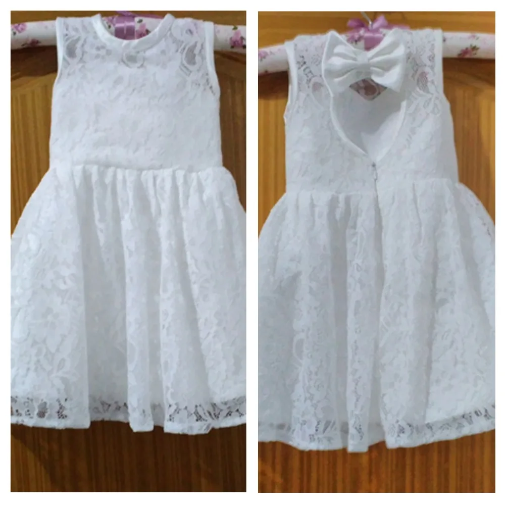 

2015 Real Lace Flower Girl Dresses with Bow Ball Party Pageant Dress for Little Girls Kids/Children Dress for Wedding Communion