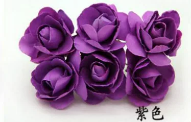 17 цветов на выбор! 144 пучков = 864 шт миниатюрная бумажная Роза, ремесленные принадлежности, для скрапбукинга, изготовления карт - Цвет: purple