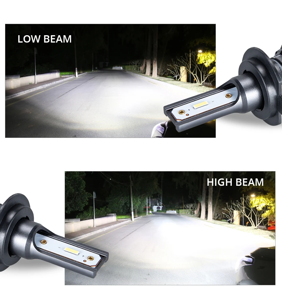 Aceersun H4 LED H7 3000K Car Headlight H4 Hi Lo Beam H1 H11 9005 9006 HB3 HB4 6500k 1860 Chip 40W DC12V 24V Focos led automovil (7)