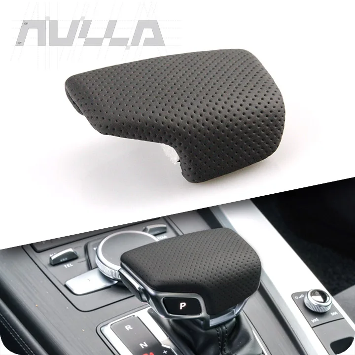 Black Leather Gear Shift Knob Upgrade Cover Replacement for Audi A4 A4L