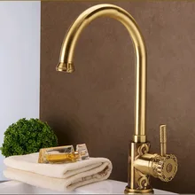 Роскошный Твердый латунный кухонный кран смеситель Поворотный носик холодной и горячей воды полированный латунный кран для раковины ванной комнаты приятный дизайн LTJ005