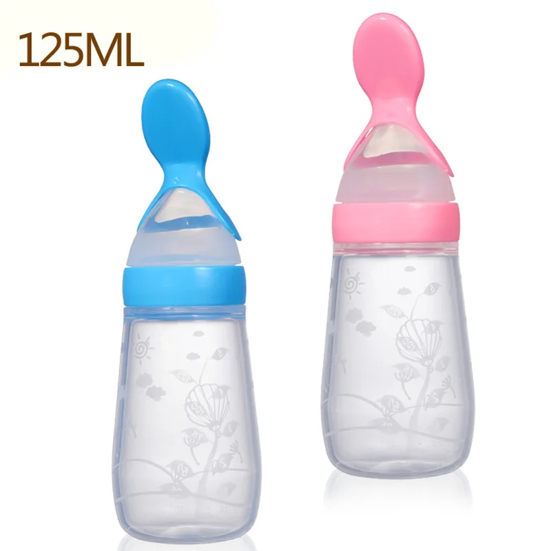 Детская силиконовая кормушка 125 мл|feeding spoon|spoon bottlecereal feeding bottle |