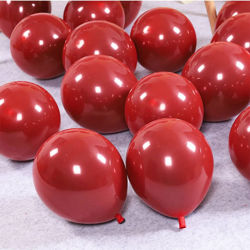 

High Quality Double Layer 10 Inches Latex Ruby Red Balloon for Wedding Birthday Party Bright Metal Glossy Helium Ballons Gifts