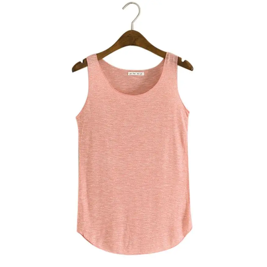 Для женщин Летняя майка без рукавов шею свободные майки жилет Camisetas Mujer# B0 - Цвет: Розовый