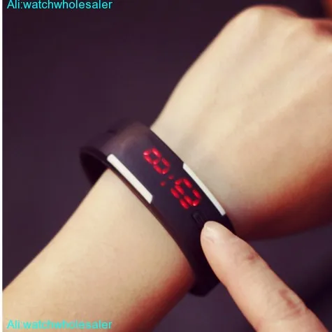 DW447A Rectangular Black Watchcase Silicone Black Band LED Alexis  Digital Watch