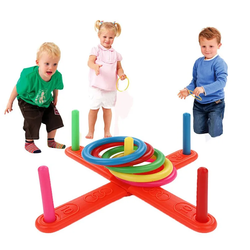 WolVol 18" Colorful Quoits Ring Toss Game Set for Kids 