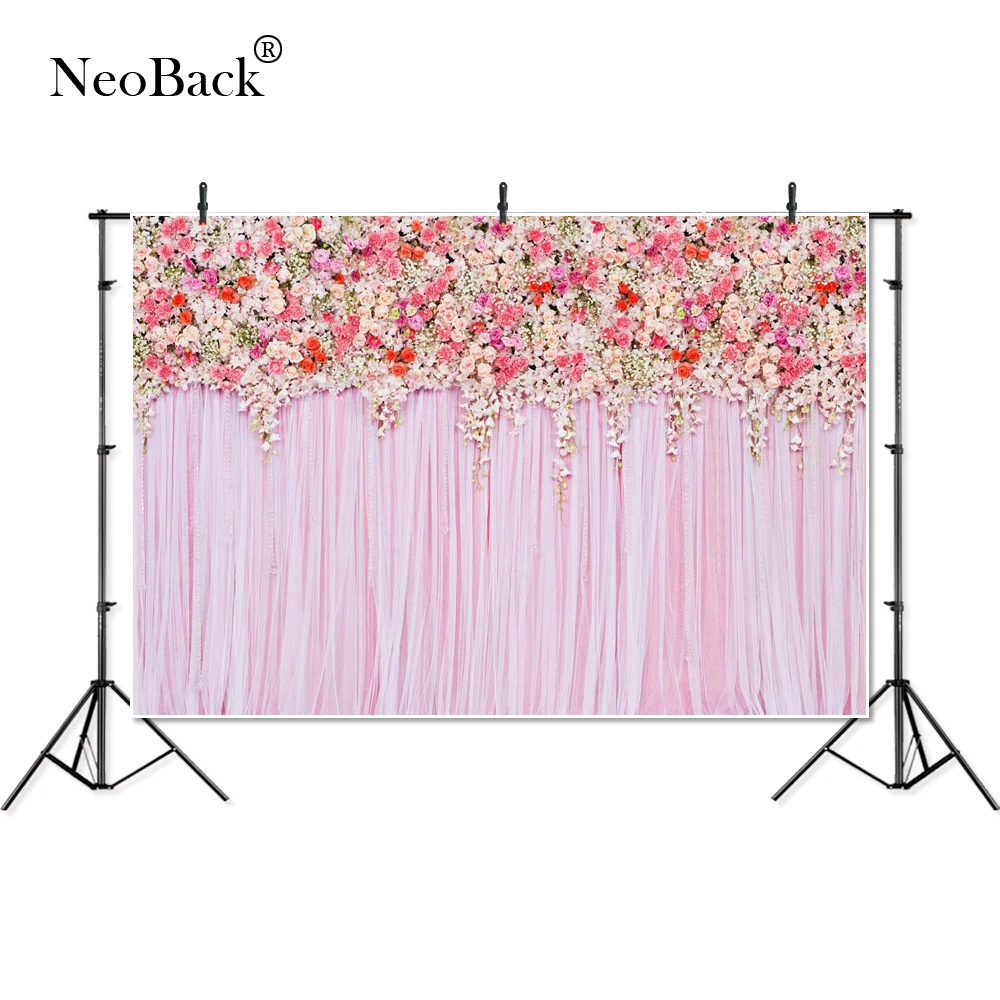 NeoBack фотофоны Свадебная вечеринка розовый цветочный цветок стенная занавеска драпировка любовь свадебный душ баннер фотостудия P4334