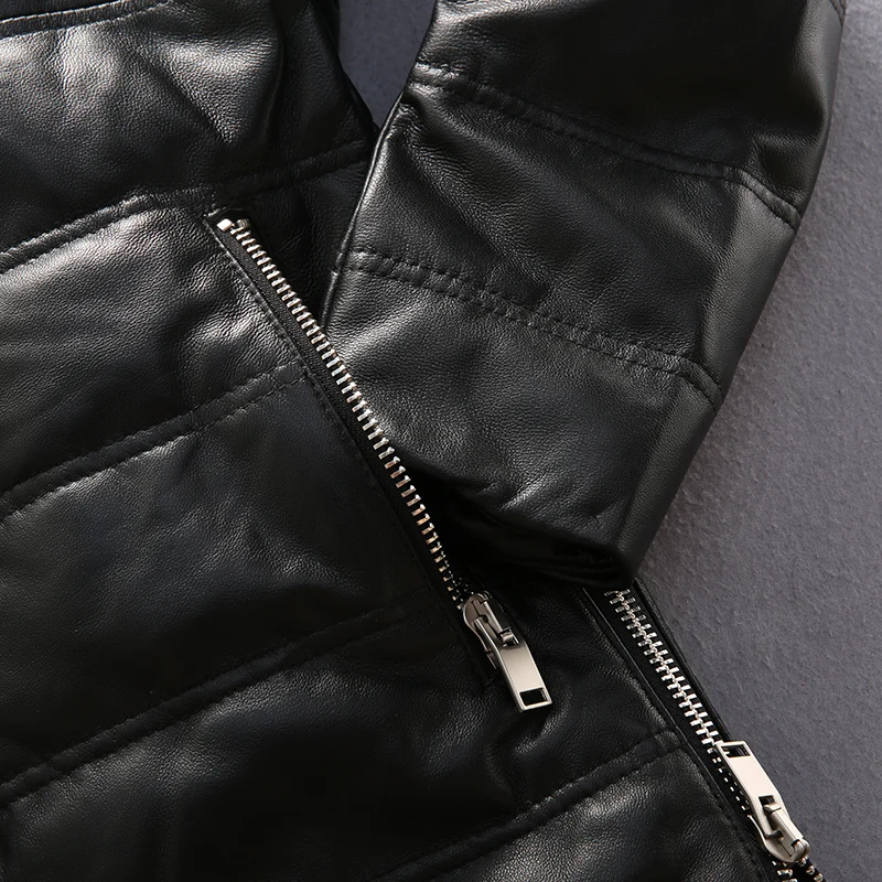 70% OFF mens genuine sheep leather down jacket very warm sheep skin winter leather jacket