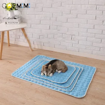 

Pet Pad Summer Cooling Mat Dog Beds Mats Blue Pet Ice Pad Cool Cold Silk Moisture-Proof Cooler Mattress Cushion Puppy Sleeping