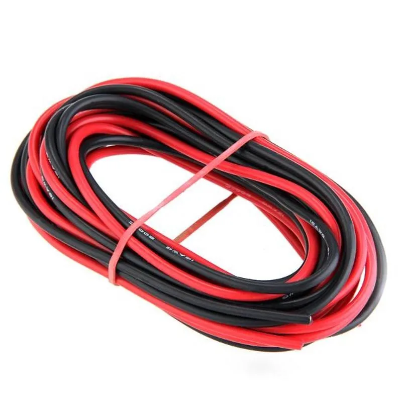 2 Metres 14 Gauge Black Red Silicone Rubber Wire 2M 14AWG Soft Silicone Cord Flexible Cable High Temperature Resistant Line (10)