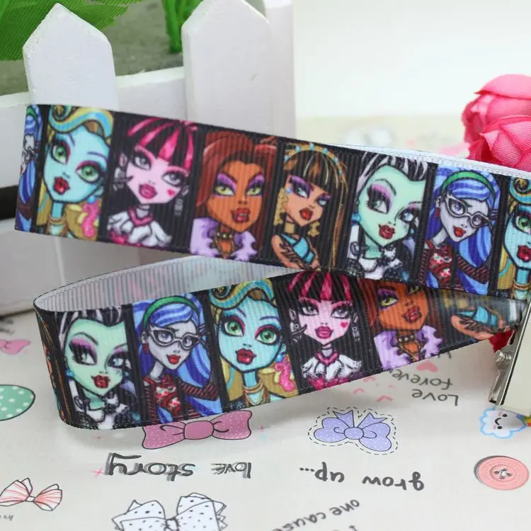 New 7 8 Free Shipping Monster High Cartoon Printed Grosgrain
