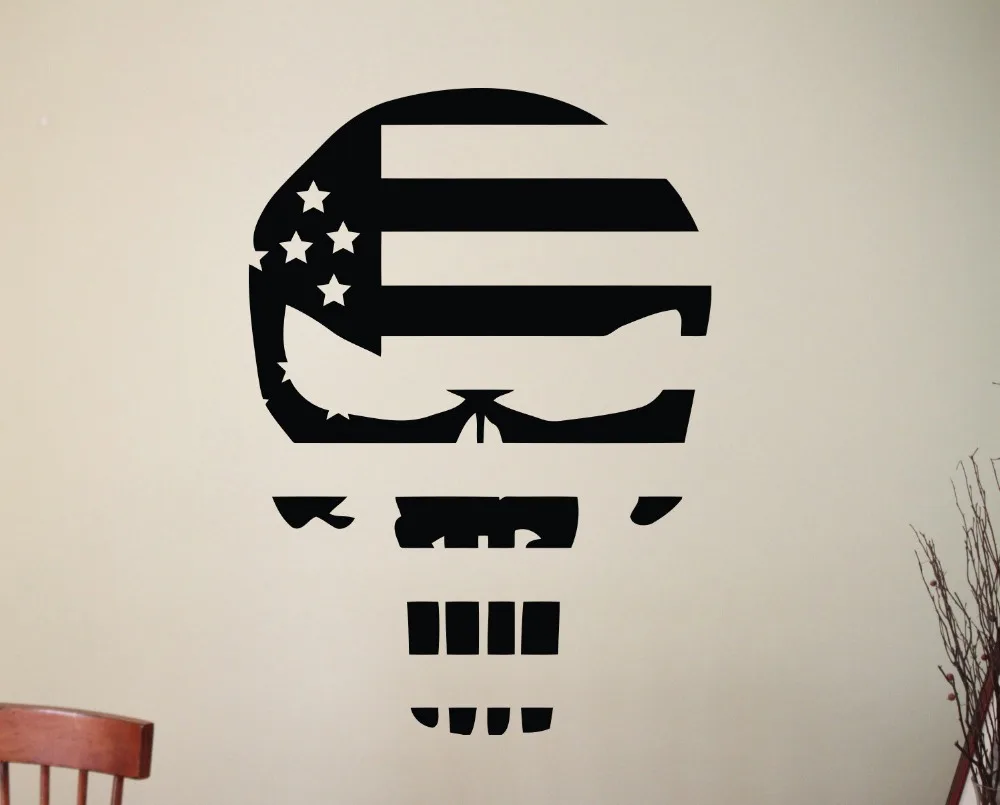 Cool Skull Silhouette Art Designed Wall Stickers Home Creative Decor