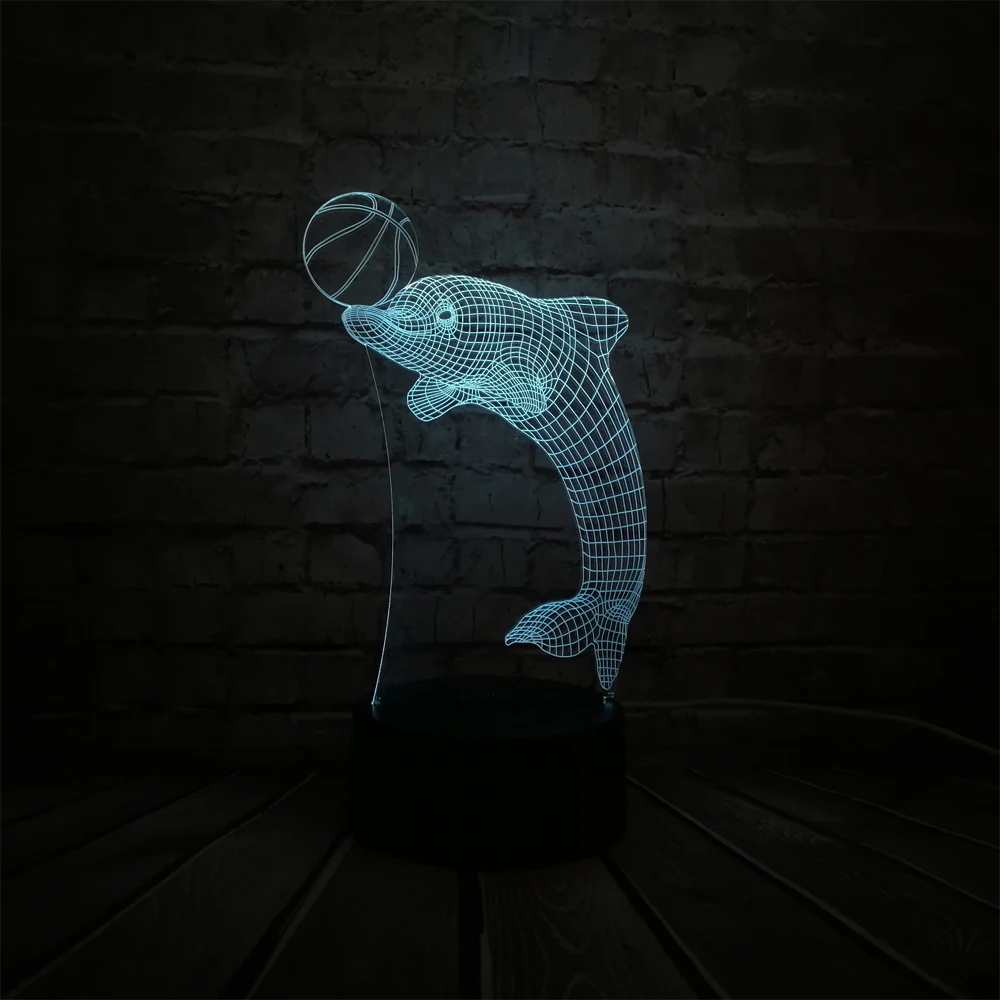 Kawaii Dolphin Play Ball 3D лампа Мультфильм USB ночник многоцветный светодиодный RGB Освещение Лампа Luminaria детская игрушка Рождественский подарок