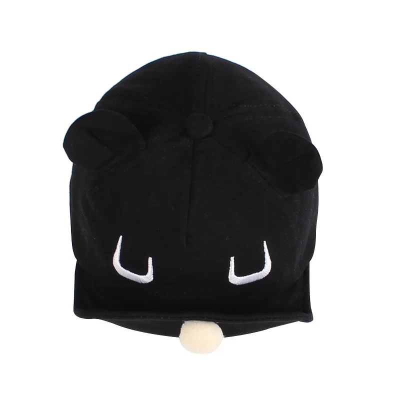 Soft Baby Baseball Cap Bear Ears Baby Hat  Cotton Autumn Infant Cap For Boys Girl Solid Cartoon Sun Hat Black Pink Gray Kids Cap (14)