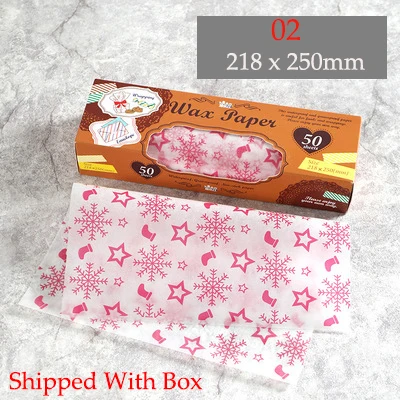 50Pcs/Lot Wax Paper Food-grade Grease Paper Food Wrappers Wrapping Paper for Bread Sandwich Burger Fries Oilpaper Baking Tools - Цвет: 02 With Box