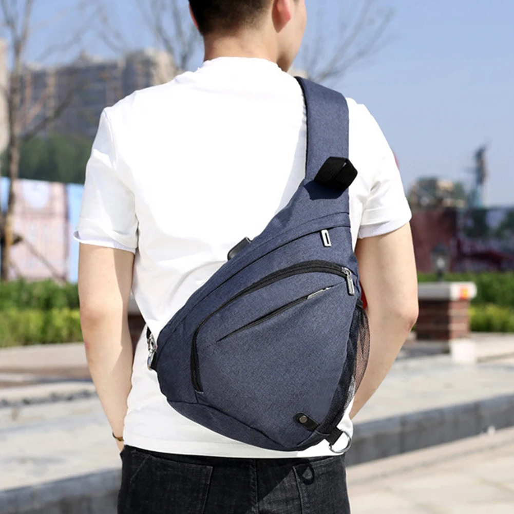 Новая мода Мужчины случайные путешествия Anti-theft USB порт Crossbody плечо нагрудная сумка