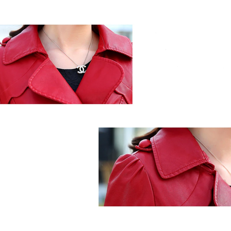 KULAZOPPER Женская Весенняя Осенняя новая кожаная куртка большого размера Женская Высококачественная бархатная длинная куртка из искусственной кожи Тренч YL146