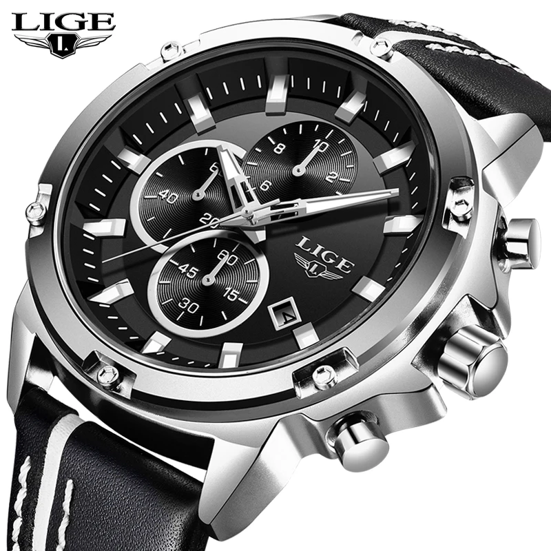

Reloje 2018 LIGE Men Watch Male Leather Automatic date Quartz Watches Mens Luxury Brand Waterproof Sport Clock Relogio Masculino