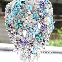 Букет невесты Фиолетовый Синий, брошь букет ручной работы капельки ювелирные изделия слеза свадебное оформление букета