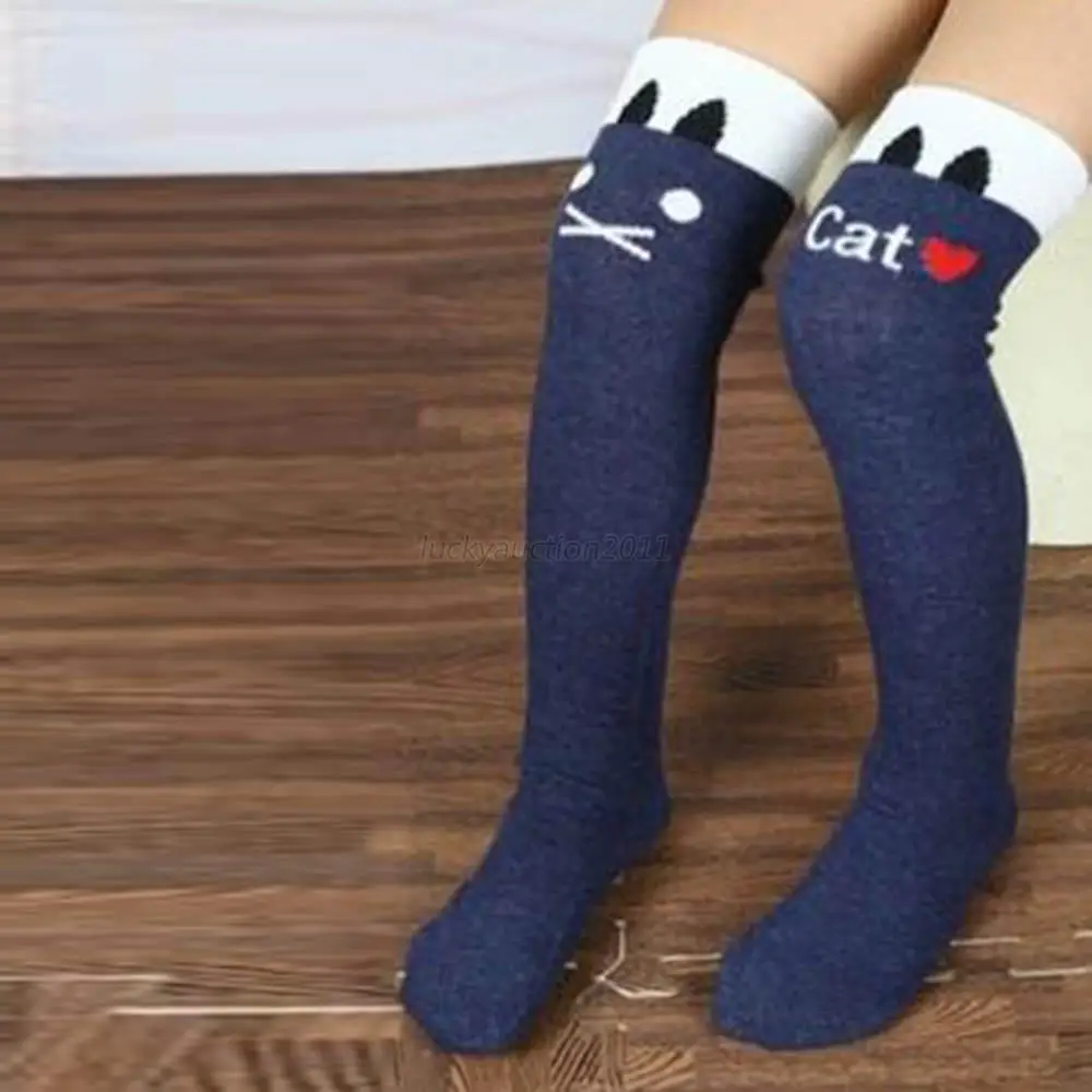 

New Arrival Stirp Lovely Fashion Baby Children Kids Girl's Letter Cat Black Leg Warmers Stockings 7 Colors