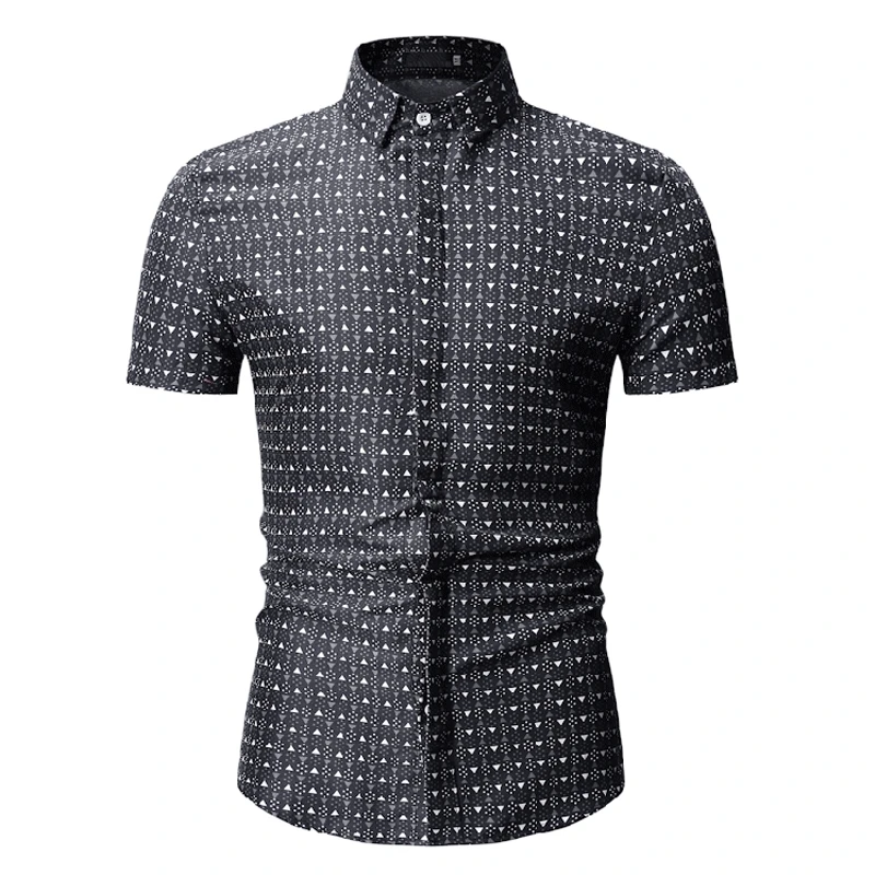 

2019 Brand New Men Short Sleeve Beach Hawaiian Shirts Summer Cotton Casual Print Plaid Polka Dot Men Shirt Mens Clothing Fashion