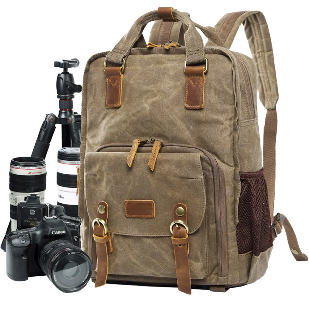 Promo  Batik Canvas Digital SLR Photo Backpack Durable Photographer Padded Camera Bag for Camera Lens Trip