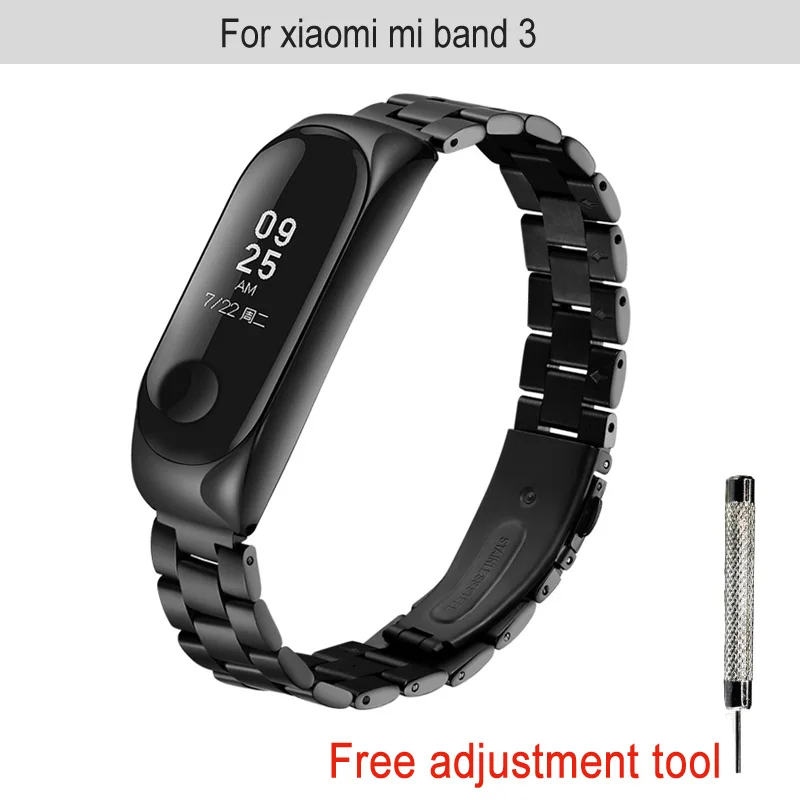 M34-BLACK Браслет mi Band 3 металлический ремешок на запястье для Xiaomi mi Band 3 mi band 3 умный Браслет фитнес-трекер браслет из нержавеющей стали золотистый - Цвет: M34-BLACK
