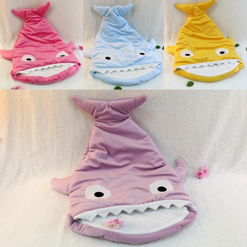 Hot selling plush stuffed kids animal shark sleeping bag baby quilts