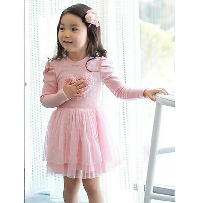 Платья принцессы для маленьких девочек вечерние платья-пачки с длинными рукавами и объемным розовым сердцем красивая одежда для маленьких девочек