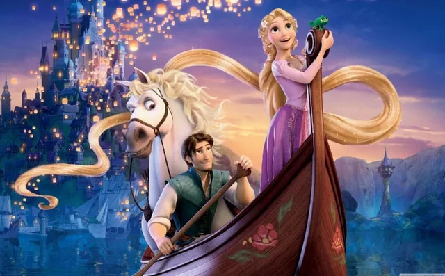 7x5ft tangled rapunzel princess boat horse sparkles castle palace