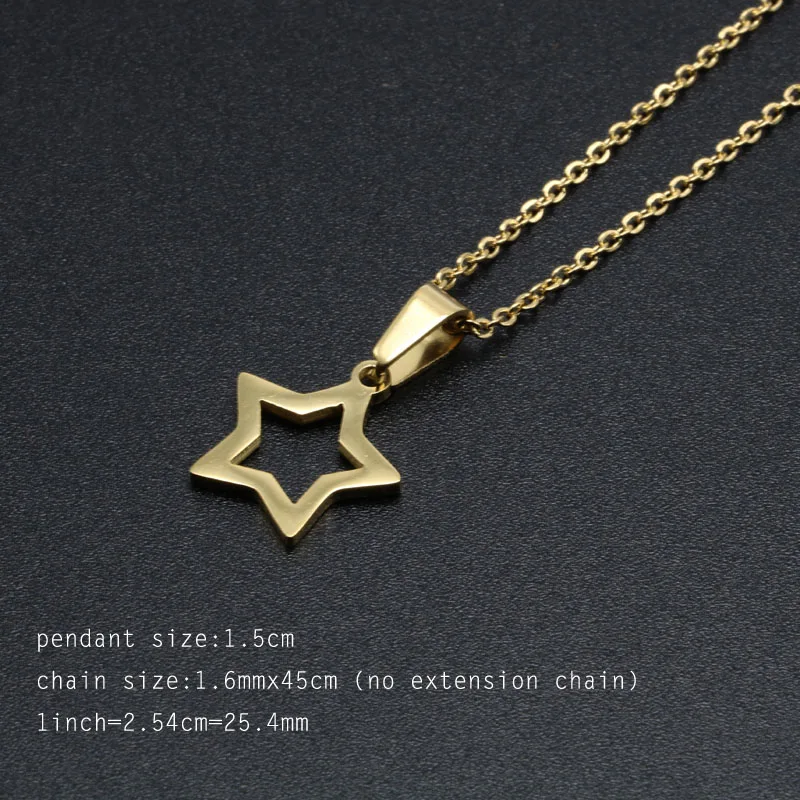 Fashion Star Pendant Necklace Short Chokers Necklace Titanium Stainless Steel 316L Jewelry For Women Girls Gold Color New 20174