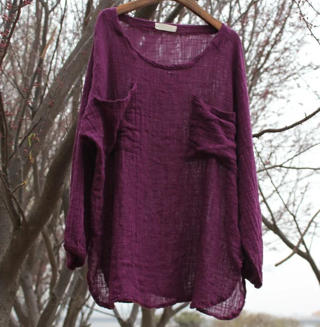 

NINI WONDERLAND Sparse Texture Of Linen Loose Clothes For Female Women Solid Casual Tops Tees Plus Size T-shirts Spring Summer