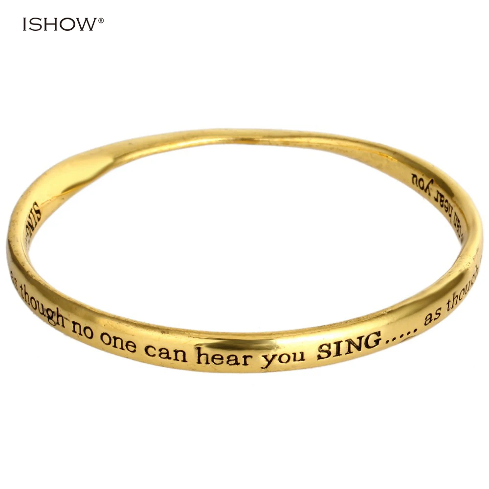 Gold Quote Bangles Minimalist Classics Simple Quote Cuff Antique Gold