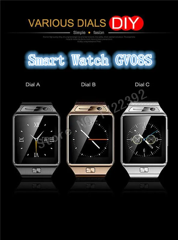 2015 New Bluetooth font b Smartwatch b font GV08S Smart Watch Support SIM TF SMS MP3