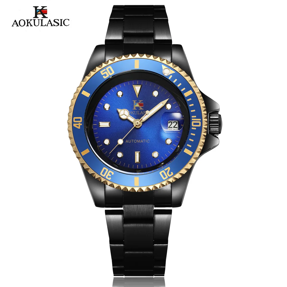 Мужские механические часы AOKULASIC с автоматической датой роскошные спортивные
