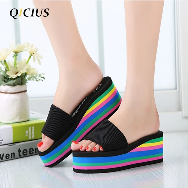 Women Rainbow Summer Non-Slip Sandals Female Beach Slippers Women Rainbow Summer Non-Slip Sandals Female Beach Slippers