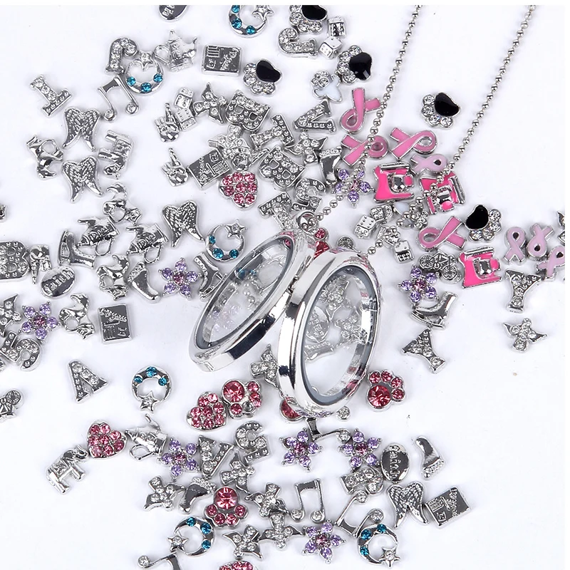 

Fashion Design 10/20/50/100pcs Set Random Alloy Crystal Bows Floating Charm for Glass Living Memory Locket DIY Charms495