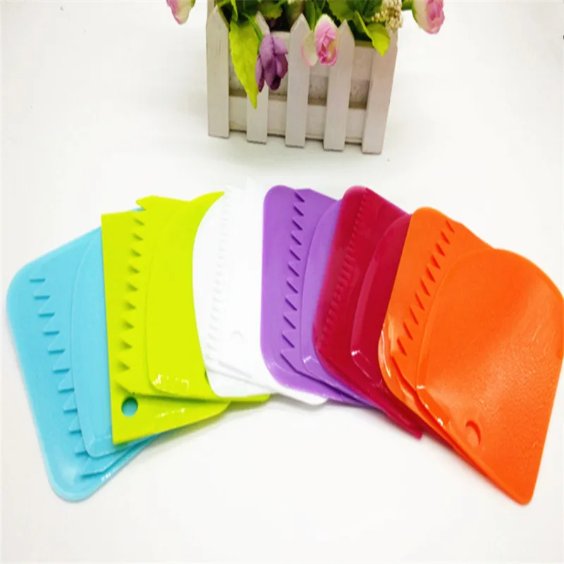 3Pcs/set Cream Plastic Scraper Dough Icing Scraper Cake Decorating ...