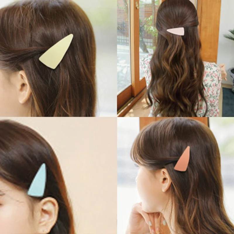 Fashion Korean Candy Color Geometrical Hair Clips Women Dull Polish Allergy Free Girls Triangle BB Hair Clip 1PC