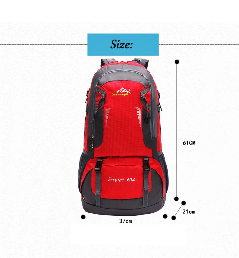 60L водонепроницаемый полиэфирный рюкзак для путешествий, рюкзак, спортивная сумка, рюкзак для альпинизма, кемпинга, пешего туризма, походный рюкзак Mochila