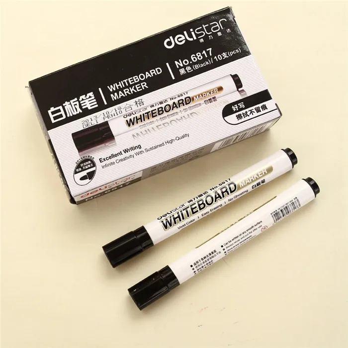 Deli 2.0 mm Black Blue Red Low-Odor Fast Dry Markers Easy Erase Whiteboard Marker Pen Children Drawing Office School Stationary (6)